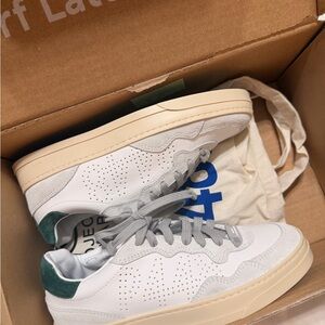 P448 White and Dark Green Sneakers